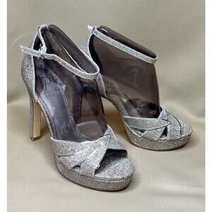 Adrianna Papell Metallic
Platino Jimmy Net Platform Heels 6 M New